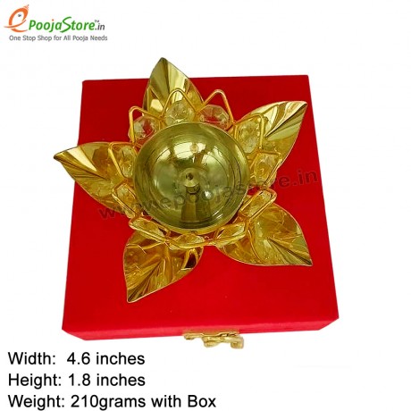 Lotus Crystal Diya with Velvet Box